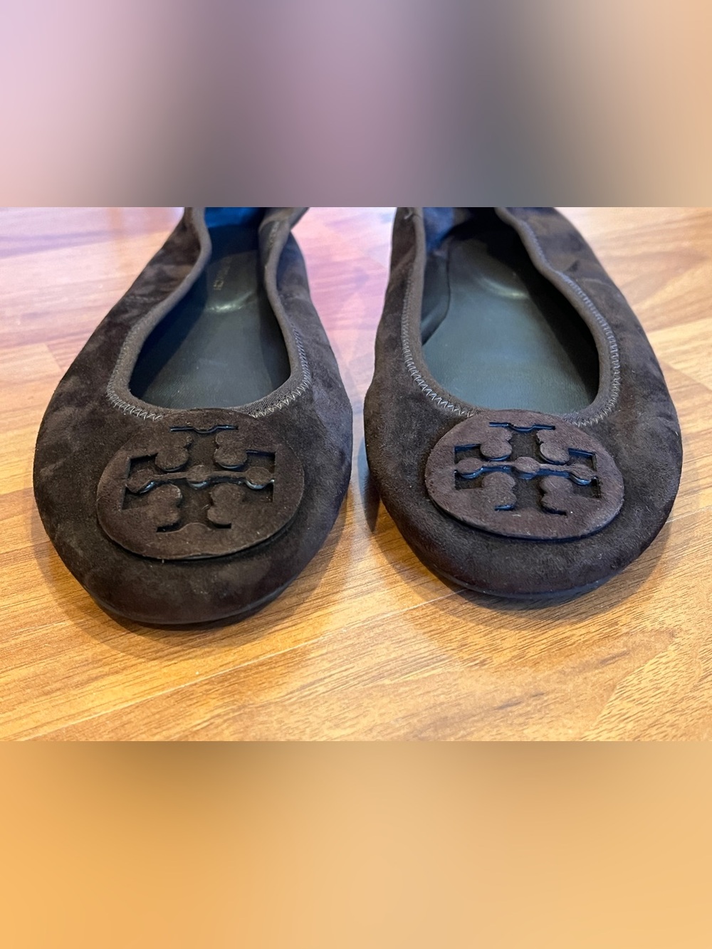 Tory Burch Reva Travel Suede Ballet Flat in Dark Cocoa - size 6.5 - NWOB - Picture 6 of 11